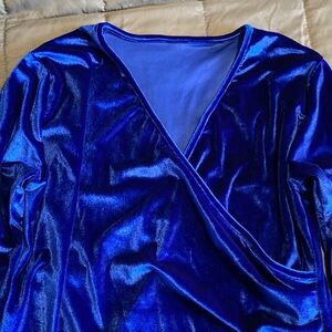Long Sleeve Velvet Top Wrap V Neck Stretch